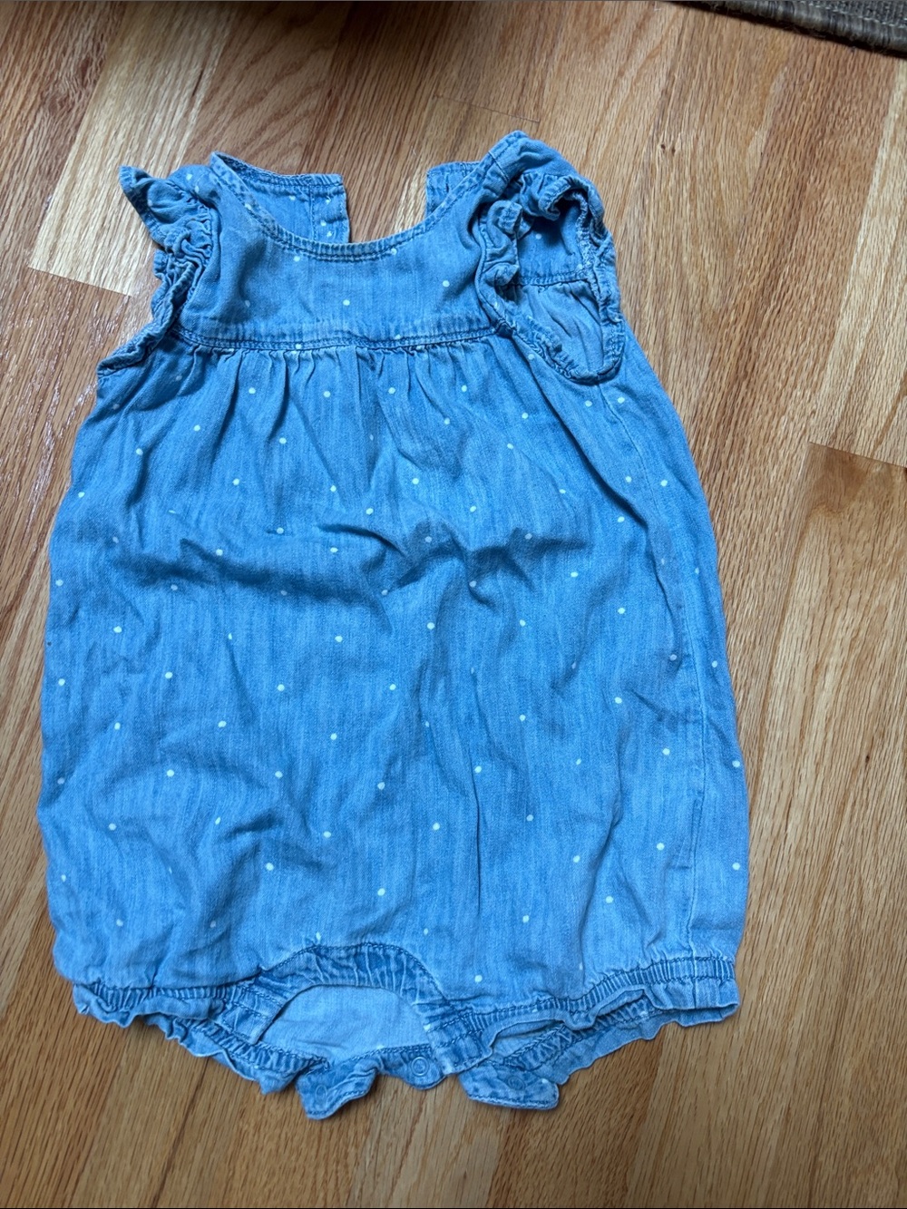 GAP Light Blue Polka Dot Chambray Romper